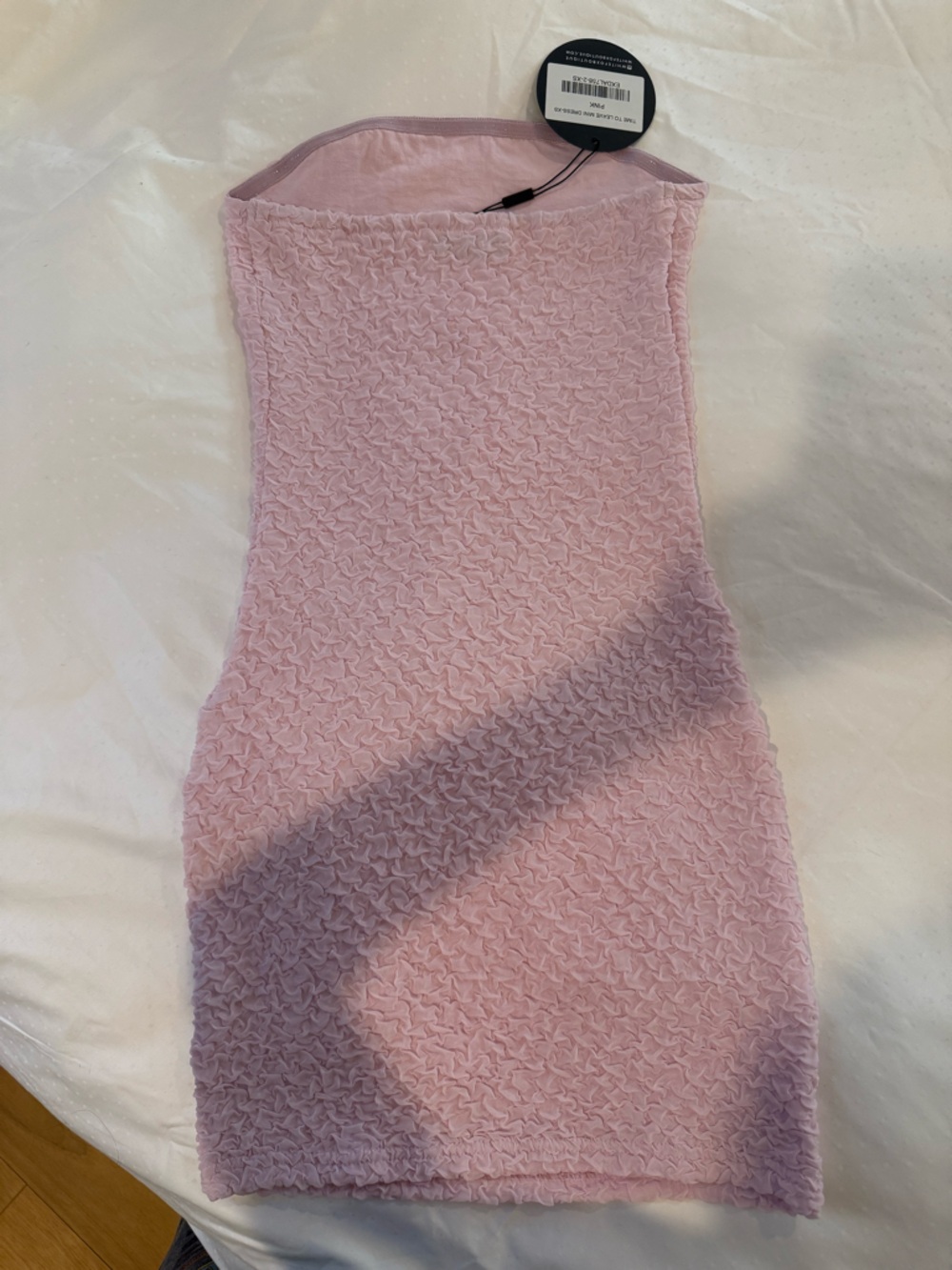 White Fox Boutique Strapless Textured Pink Mini Dress - Picture 3 of 4